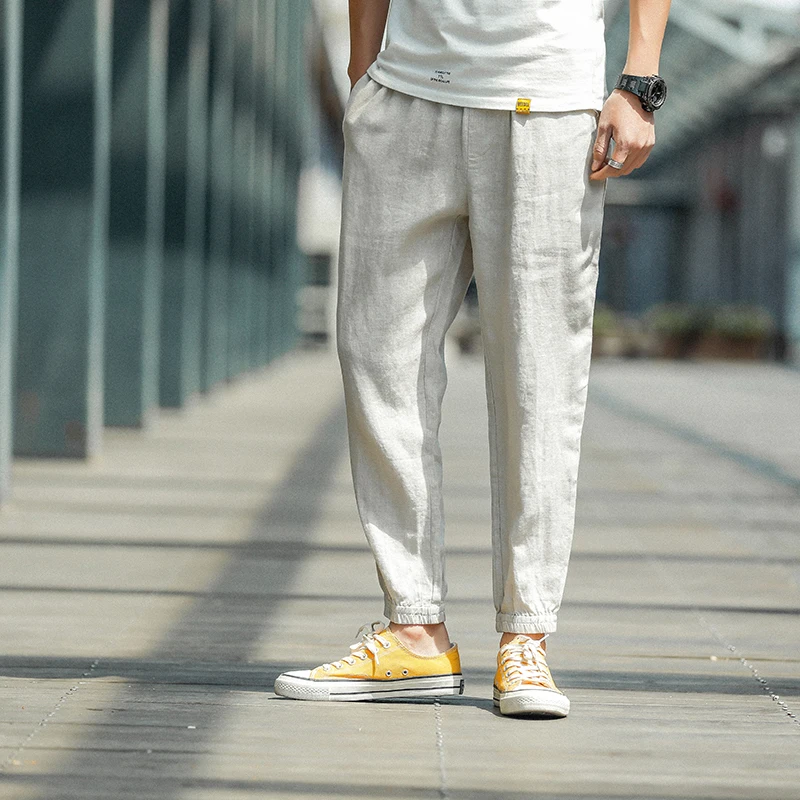 Mens Summer Ankle length Linen Pants 