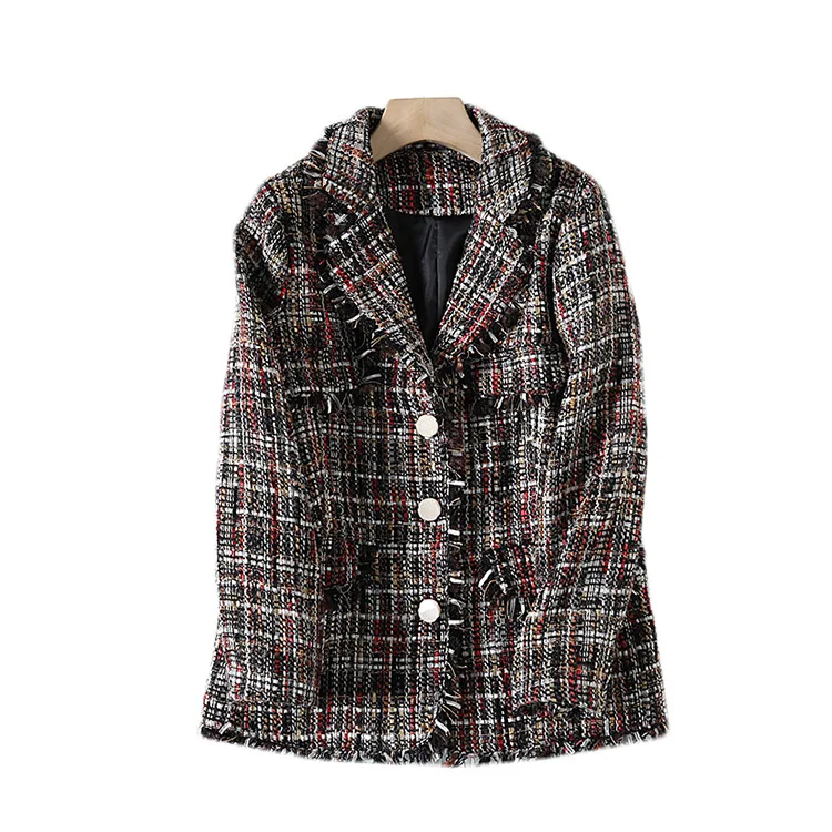 

A Generation of Retro Fashion Sense Commuting Tweed Slim Fit Pattern Suit Jacket Entity