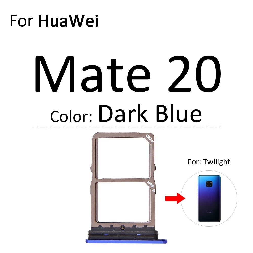 Micro SD sim-карта слот, разъем для лотка адаптер Коннектор кард-ридера для HuaWei mate 20 Pro X 20X Lite контейнер держатель запасные части - Цвет: For Mate20 Dark Blue