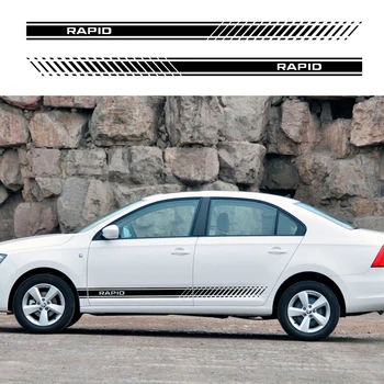 

2pcs Car Door Side Stripes Stickers for Skoda Rapid Auto Body Decoration Vinyl Film Decals Racing Stickers Tuning Accessories