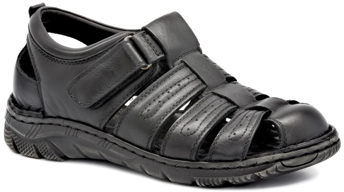 

Сандалии мужские ортопедические, натуральная кожа, с пряжкой, удобные, для ежедневного использования, черные, FRK 20Y, 1021