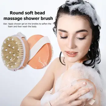 

Natural Horsehair SPA Rub Back Brush Massage Body Rub Back with Cotton Rope Wooden Bath Shower Brushes with Long Handle