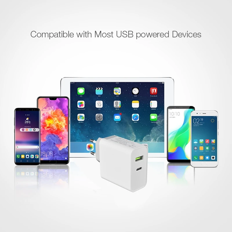 42 Вт тип-c power Delivery PD настенное зарядное устройство с 5V 2.4A USB зарядное устройство для MacBook iPad Pro samsung Note 9/S9/Nexus EU Plug