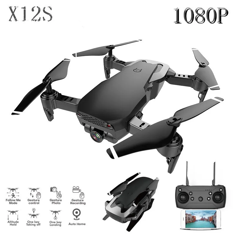 1080P-black X12S мини 4K камера Дрон высокое удержание режим RC Квадрокоптер RTF WiFi FPV складной вертолет пульт дистанционного управления 1080P камера Дрон игрушка - Цвет: 1080P-black