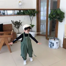 Корейский стиль; Модная одежда для мальчиков на молнии, лаконично выглядящие комбинезоны различных цветов для девочек с боковыми карманами свободные брюки-карго От 2 до 7 лет