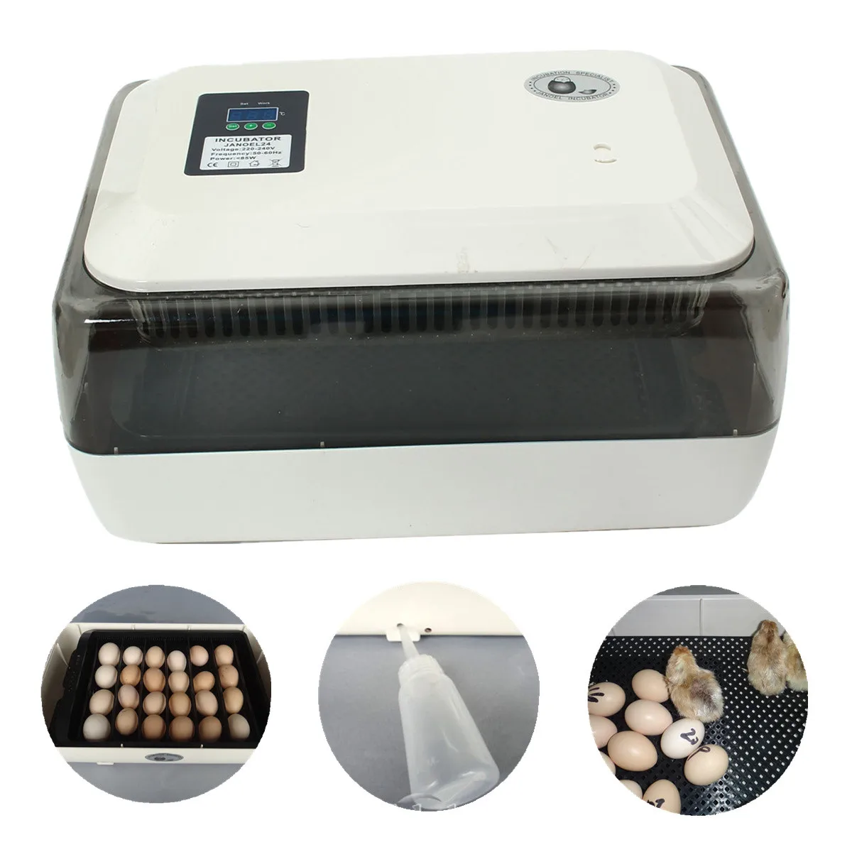 180V/240V 50-60HZ 85W Auto-Turning Digital 24 Eggs AU Plug Incubator Automatic Hatch Chicken Duck Egg 43x29x22.5cm Simple