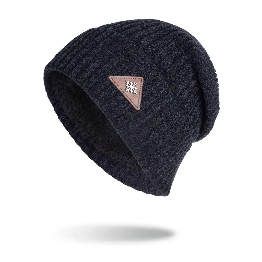 Joymay New Winter Beanies Neack Warmer Set Unisex Plain Warm Soft Scarf Skull Knitting Cap Hats Touca Gorro Caps WM126 - Цвет: Navy Beanies