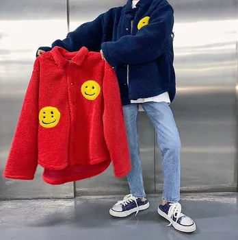 

New CPFM.XYZ Jacket Men Women High Quality Smiley Face Hairy Warm Green Red Blue Kanye CPFM.XYZ Jackets Coat