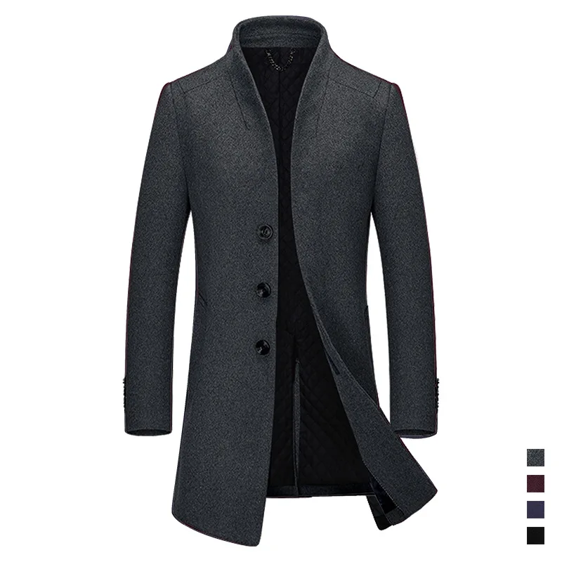 

Autumn And Winter Duffle Coat Men's plus Thick Cotton Middle-aged Men Woolen Cloth Trench Coat Cashmere Wool Coat Long Casual Da