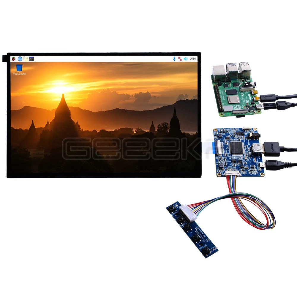 GeeekPi 10,1 дюймов 1280*800 ЖК-экран дисплей DIY комплект HDMI монитор TFT lcd 5V 1A для Raspberry Pi 4 B все модели