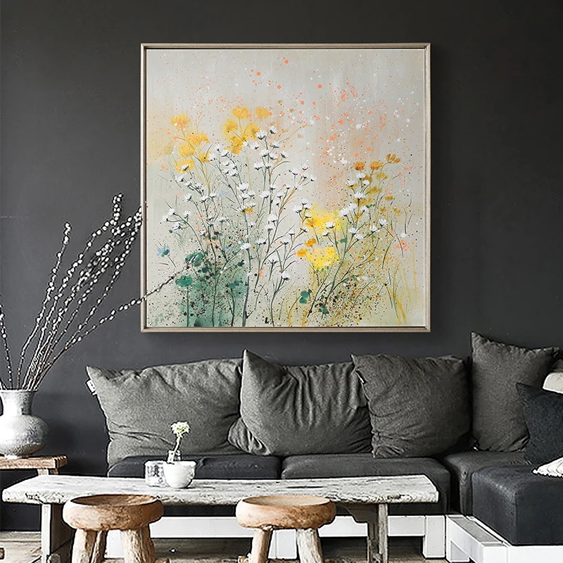 

Simple hand-painted Oil Painting Modern Living Room Dining Decorative Painting Flower Paintings Wall
