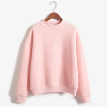 2019 New Women Sweater Thickened Plus Velvet Solid Color Sweater Loose Large Size Candy Color Small Stand Collar Pullover Shirt 2019 New Women Sweater Thickened Plus Velvet Solid Color Sweater Loose Large Size Candy Color Small Stand Collar Pullover Shirt