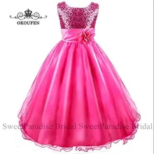 Блестящие платья для девочек с цветочным узором и блестками; Пышное Платье трапециевидной формы с круглым вырезом; платье для причастия на день рождения; платье для свадьбы