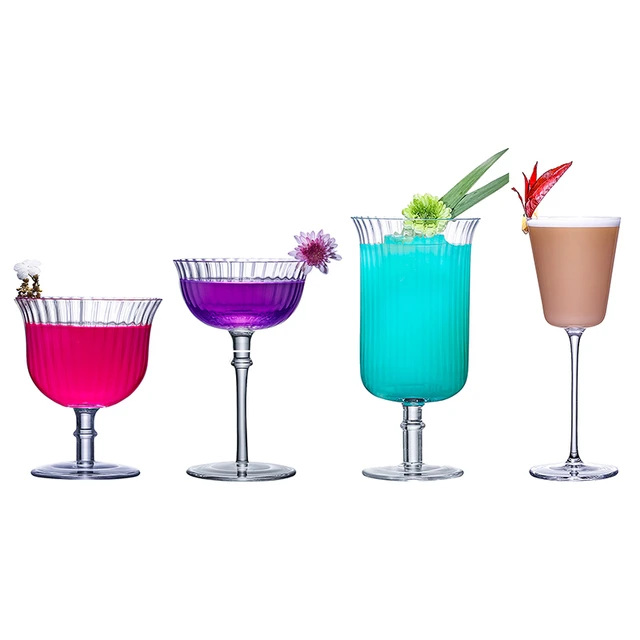 Cocktail Cup Champagne Glass 6Pcs Martini Cocktail Glasses,Light up Glasses  Drinking Red Wine Glasses LED Cups & Glasses Margarita Glass for Party 