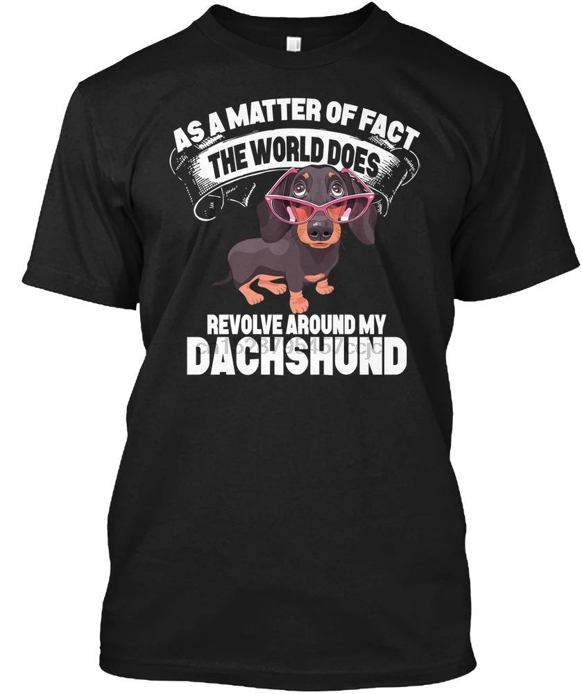 Мужская футболка The World Revolves My Dachshund женская |