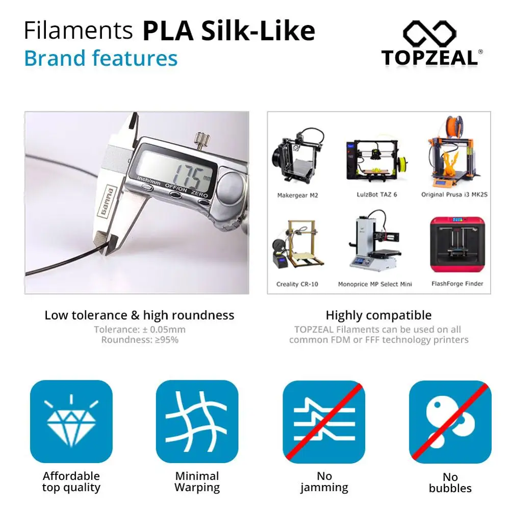 TOPZEAL Высококачественная темно синяя нить для 3D принтера PLA Silk 1 75 мм кг шелковая