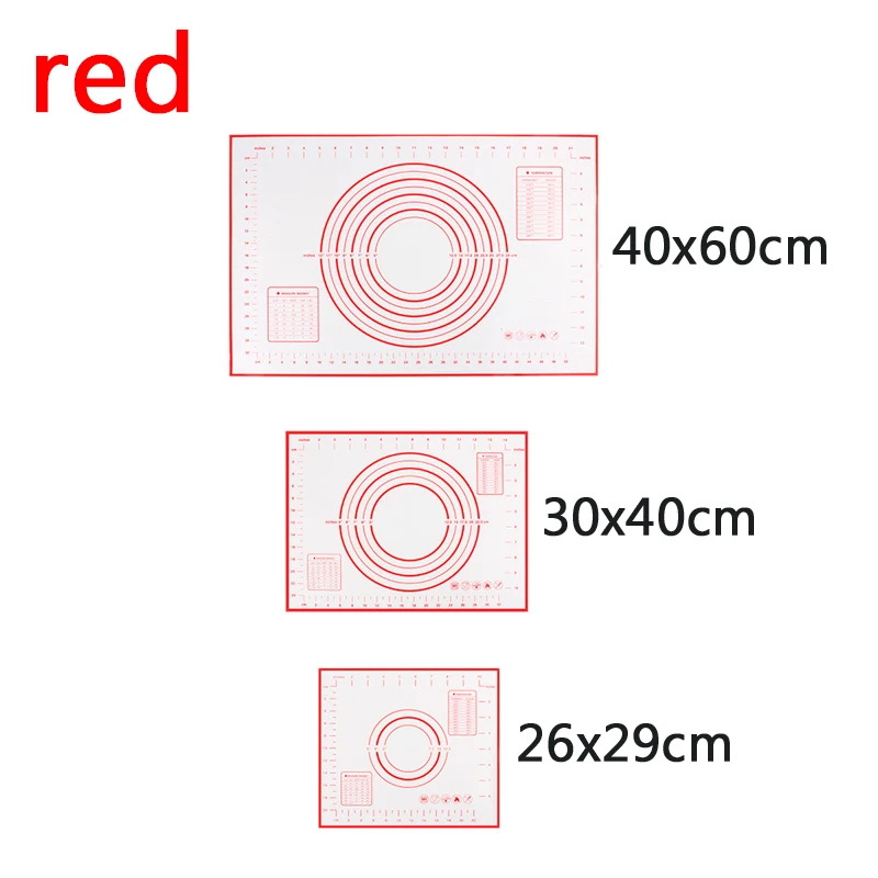 3 шт. силиконовый коврик для выпечки тесто для пиццы со шкалой кондитерский кухонный инструмент гаджеты кухонная утварь посуда для выпечки Разминающие аксессуары - Цвет: red