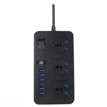 

URVNS 3000W Power Strip with USB Ports Universal Socket 3 Outlets Surge Protector 6 Quick USB Charging Station 2/3/5meter Cord