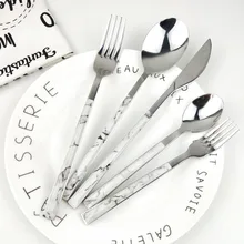 Набор посуды из нержавеющей стали 304 года в скандинавском стиле, набор посуды с мраморной текстурой, набор кухонных ножей для стейка, вилки, десертных вилок