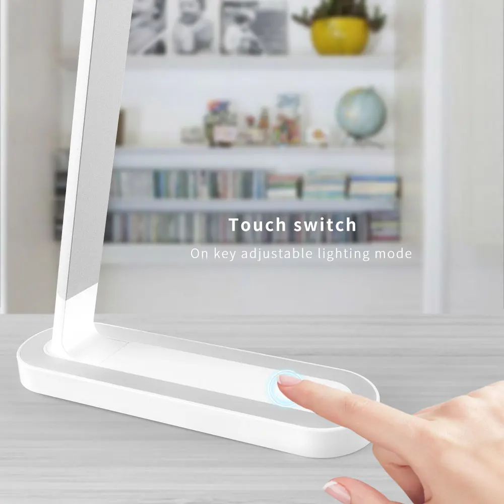  USB Rechargeable LED Desk Lamp Touch Dimming Adjustment Switch Eye Protection Foldable Table Lamps 