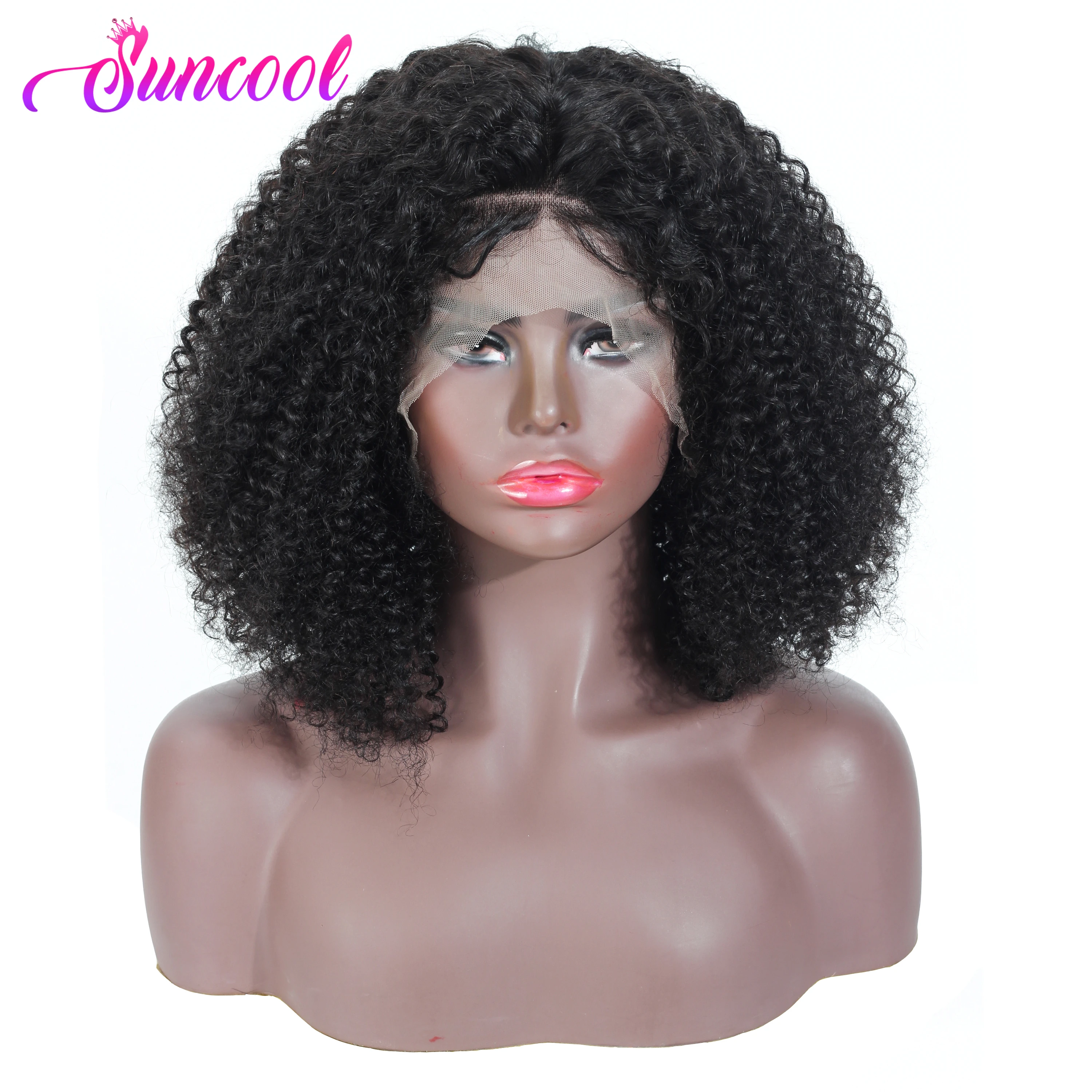 8 14inch Malaysian 13x4 Kinky Curly Bob Lace Front Human Hair Wig Density 150 Pre Plucked Nature Color Non Remy Suncool Hair Human Hair Lace Wigs Aliexpress