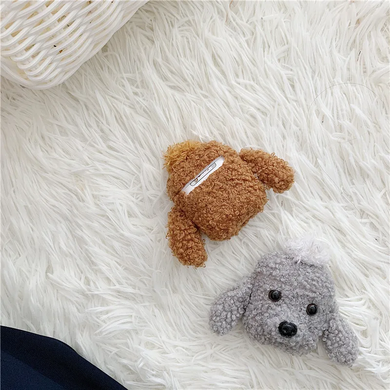 Luxury Cartoon Couple Poodle Dog Fashion Soft Plush Headset Case For Apple Airpods 1/2 Cover Wireless Bluetooth Earphone Case