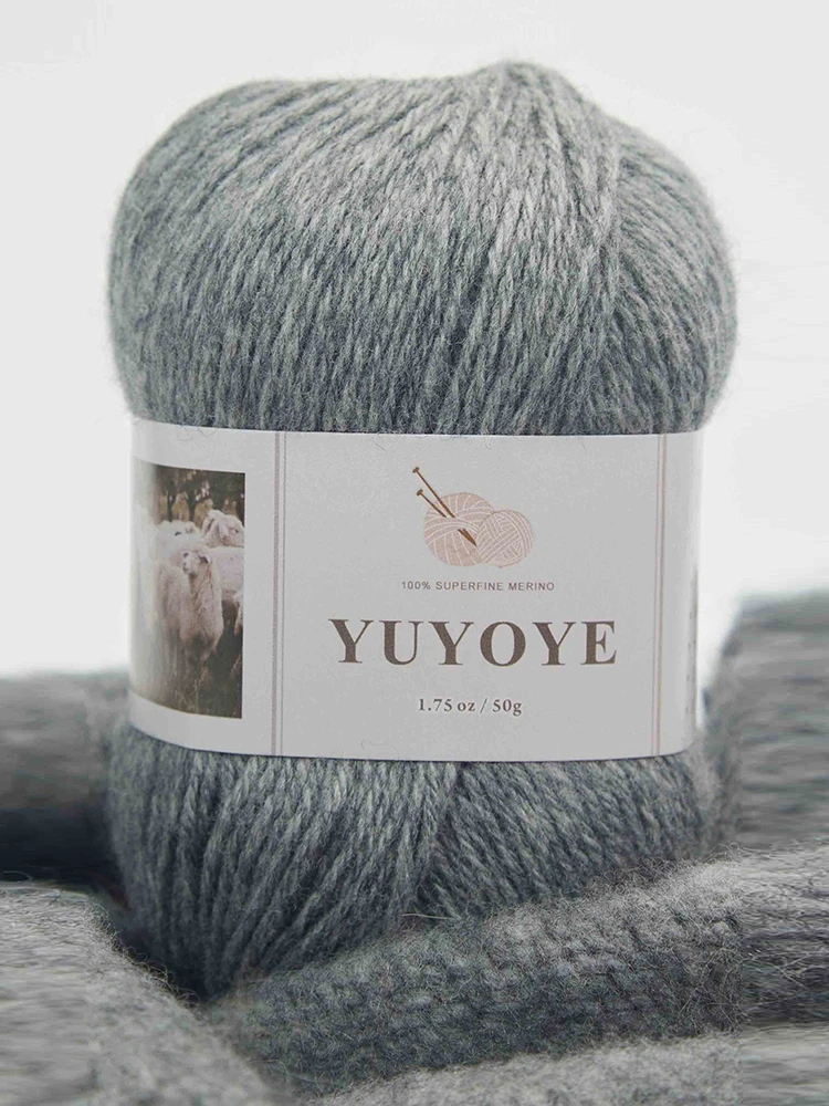 YUYOYE 100% Merino Wool Yarn for Knitting 4-Ply Luxury Warm Crochet Soft Hand-knitted Wool Yarn Ball Scarf Anti-Pilling Yarn 50g 4