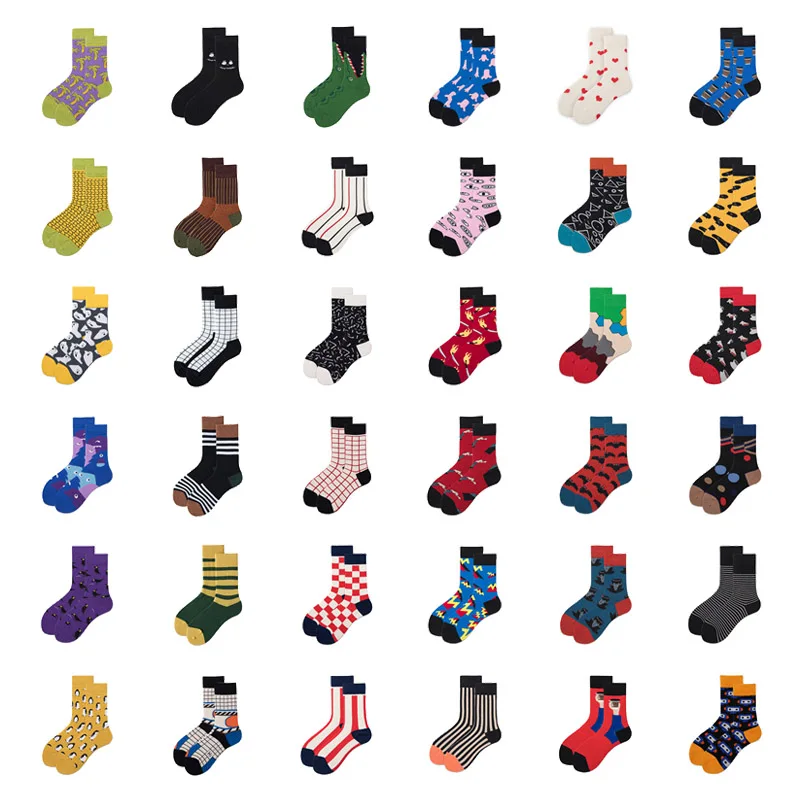 Женские носки, Забавные милые Мультяшные полосатые носки с пингвином, символом акулы, глазами, носом, квадратной планетой, счастливым японским Харадзюку, носки для скейтборда