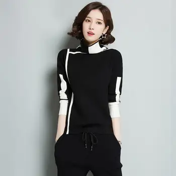 

2019 Autumn Winter Women Knit Turtleneck Sweater Casual Soft Loose Warm Knitwear Female Simple Elasticity Pullovers