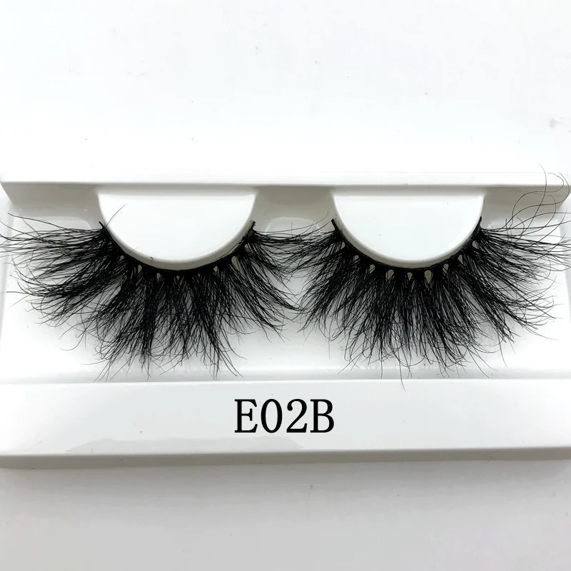 E02B white tray Mikiwi 25 мм длинные 3D норковые ресницы E02 Экстра длина норковые ресницы большая драматическая объемная лента накладных ресниц отдельные накладные ресницы - Цвет: E02B white tray