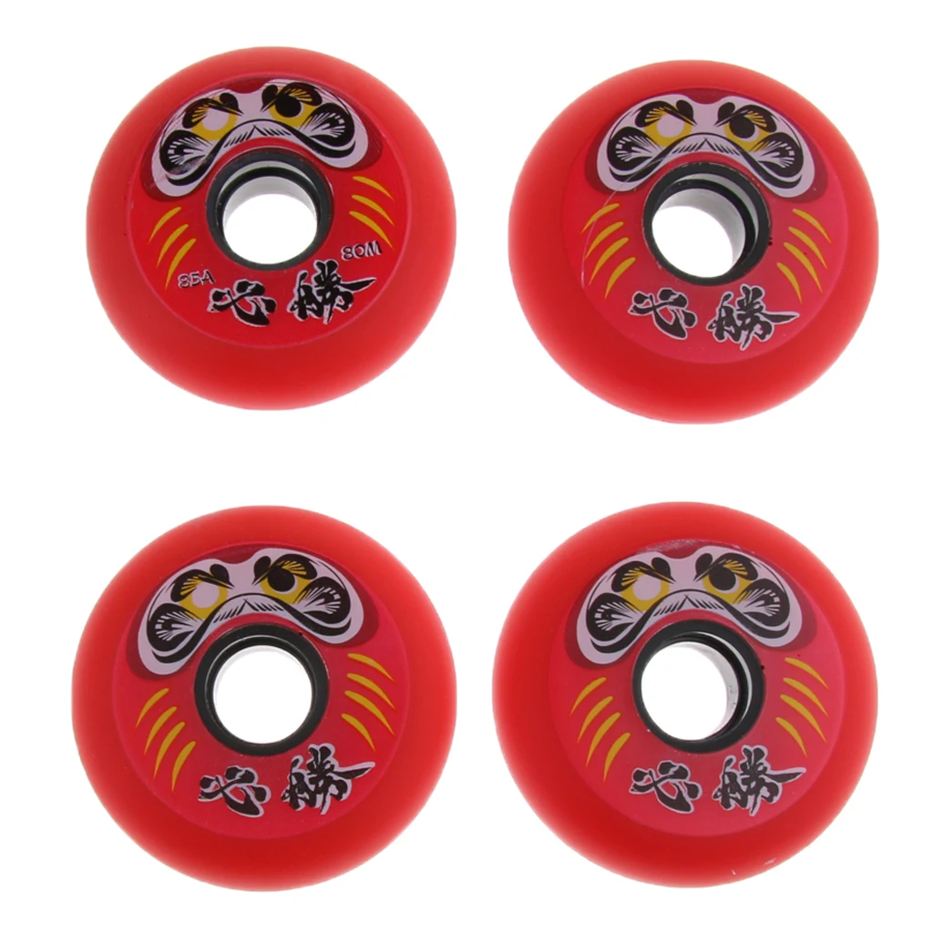 4Pcs Premium PU Inline Roller Hockey Fitness Printing Skate Wheels 85A High Elasticity Replacement Accessories 72/76/80mm