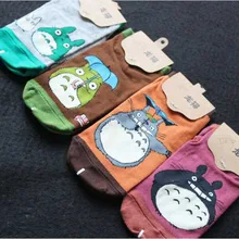 С изображением героя мультфильма «Мой сосед Тоторо аниме милые Мультяшные носки Забавный принт женские весенние, летние носки удобная обувь впитывает пот абсорбент желтые хлопковые короткие носки