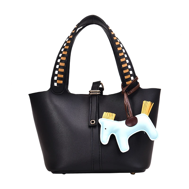 Ручные сумки для женщин Новая высококачественная кожаная сумка-мешок модная широкая Наплечная Сумка через плечо женская сумка-мессенджер - Цвет: black