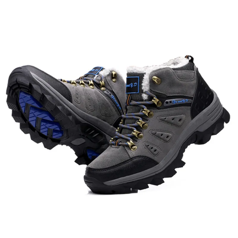 Men's shoes authentic high shoes men's outdoor sports shoes winter warm plus velvet non-slip thick snow boots