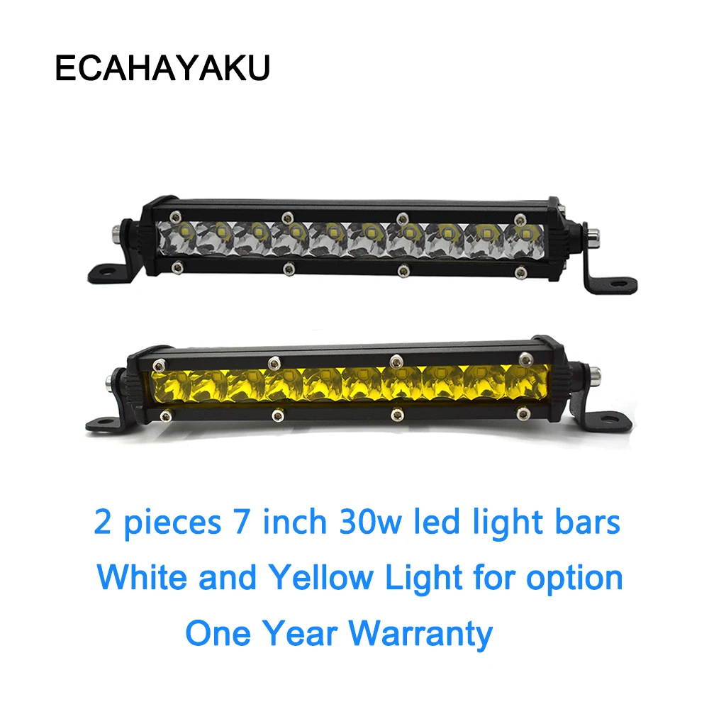 

ECAHAYAKU 2x 30W 7 inch barra led Offroad Car Bulb Spotlight LED Work Light Driving Lamp led bar For Offroad SUV 4WD Boat Truck