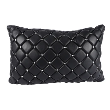 

Car Lumbar Pillow PU Leather Breathable Crystal Pillow Lumbar Rest Cushion Pillow Car Universal Interior Accessories