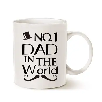 

Funny Fathers Day Dad Coffee Mug Christmas, NO.1 Dad in the World Best Father Birthday Gifts White, 11 Oz