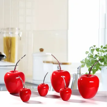 

3 Sizes Resin Red Apple Model Ornaments Home Decor Christmas Fruit Statues Decoration Modern Art Miniature Figurines Props