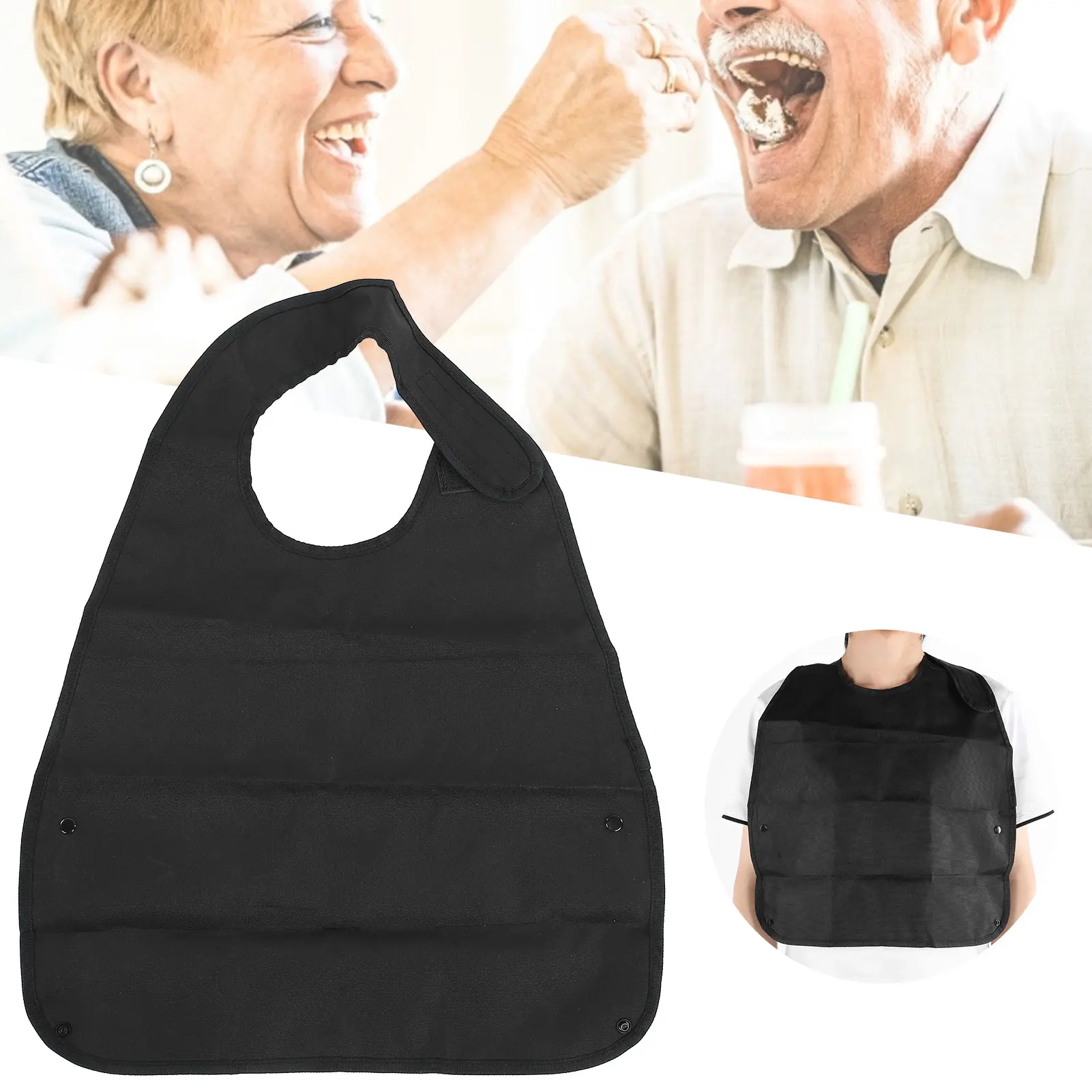 Adult Bibs Waterproof Soft Apron Adult Bibs Long Clothing Protector Elderly dinner Feeding Bib Daily Necessities Wearable Black drool absorbing bibs