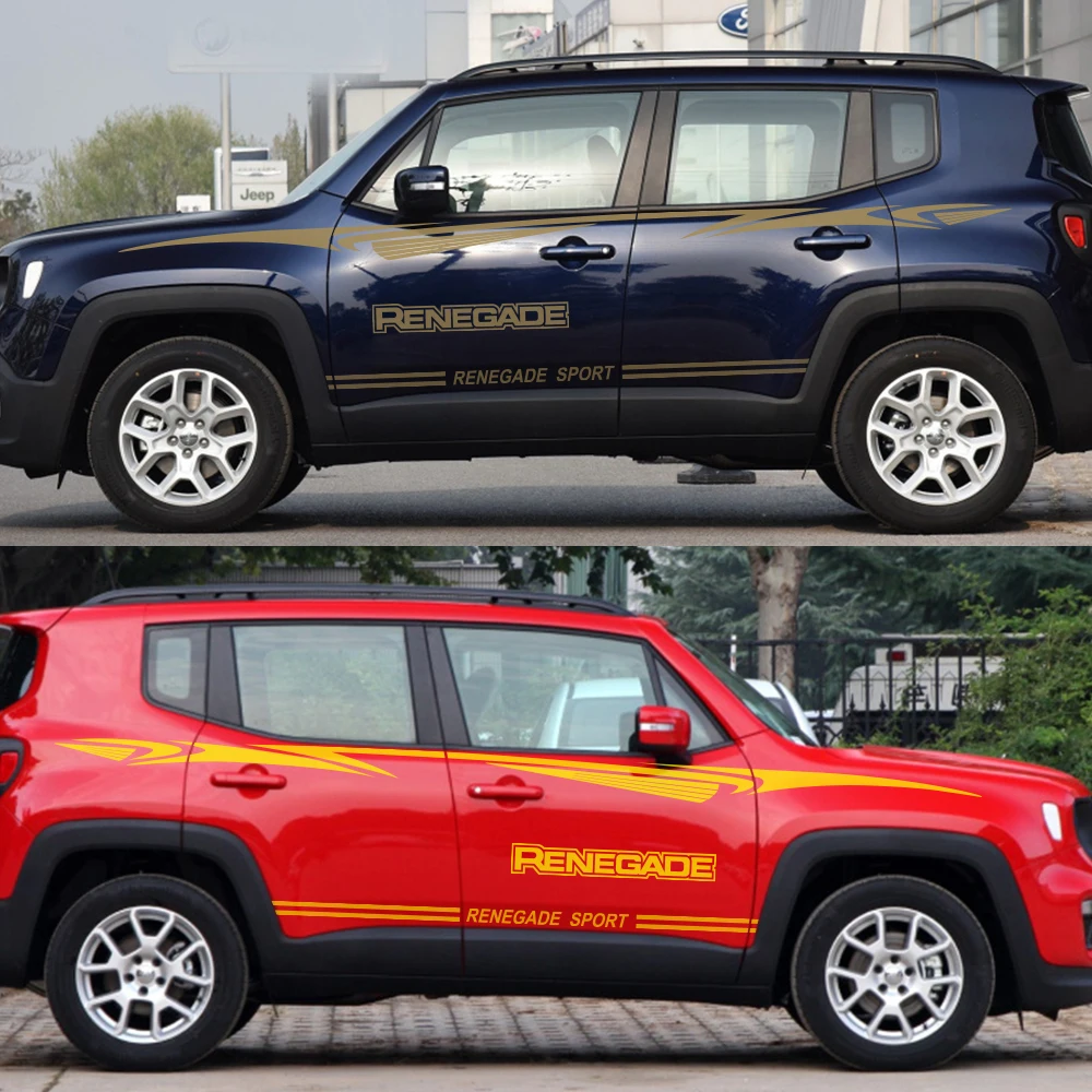 2 шт. для Jeep Renegade, автомобильная наклейка, виниловая пленка, авто гонки, полоса, Стайлинг, украшение, сделай сам, наклейка, водонепроницаемая, тюнинг автомобиля, аксессуары