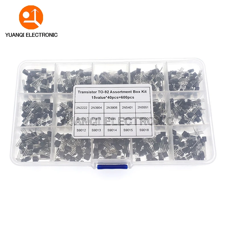 600 Pz 15 Valore X 40 Pz Transistor To-92 Kit Scatola Assortimento Transistor 2N2222 2N3904 2N3906 C945 S8050 S8550 S9014 S9013 9018