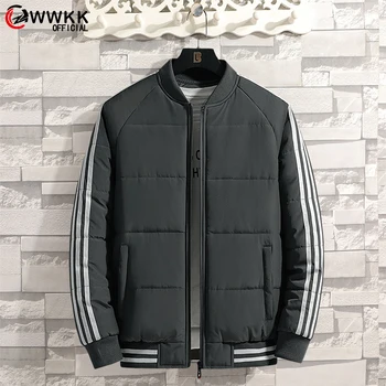 

WWKK 2020 Winter New Men Solid Color Parkas Quality Brand Men's Round neck Warm Thick Jacket Male Fashion Casual Parka Coat