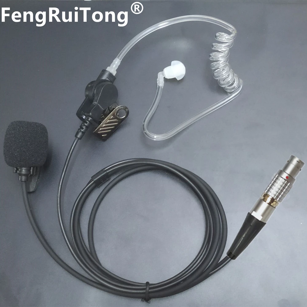 Covert Acoustic Tube Collar clip MIC LEMO 5PIN Plug Earpiece headset for  H4855 Radio,Bowman PRR, Selex CT  Walkie-talkie or PTT