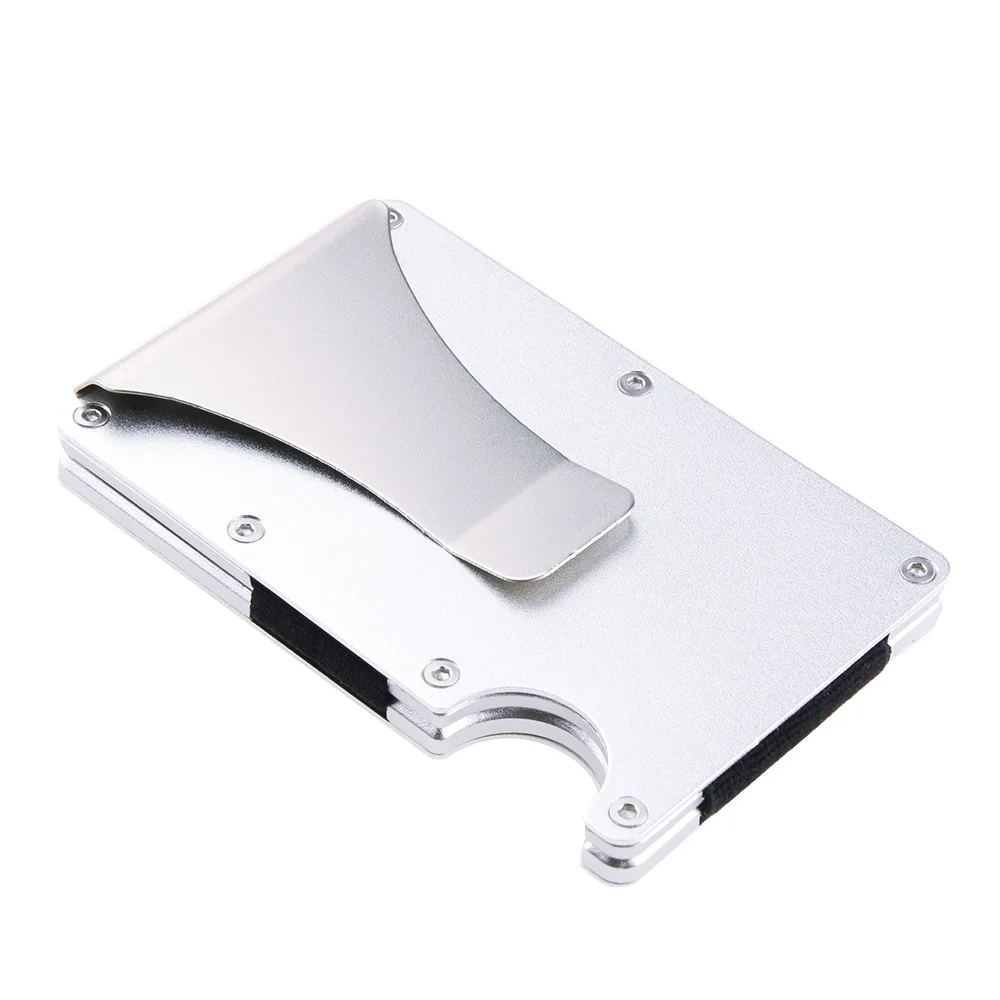 Углеродное волокно кредитный держатель для карт RFID металлический кошелек мужской оптовый держатель для карт модный - Цвет: Solid Silver