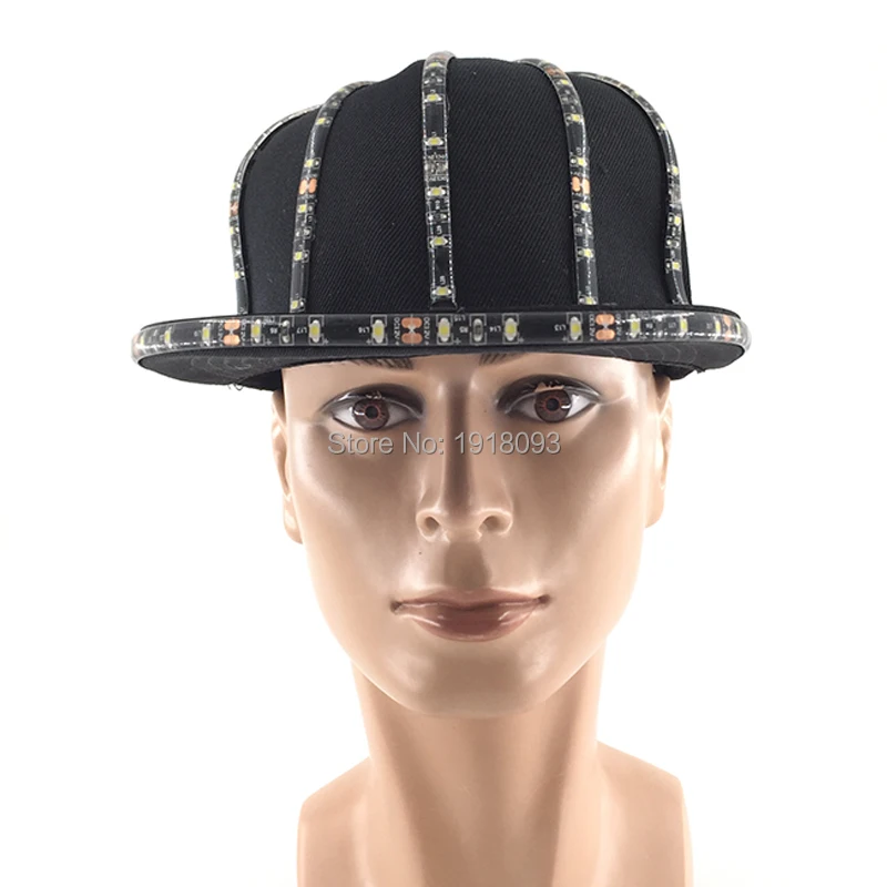 Модный крутой светодиодный вечерние головной убор светодиодный светящийся хип-хоп кепка EL, неон сверкающие с подсветкой шляпа для мужчин и женщин танцевальное оформление