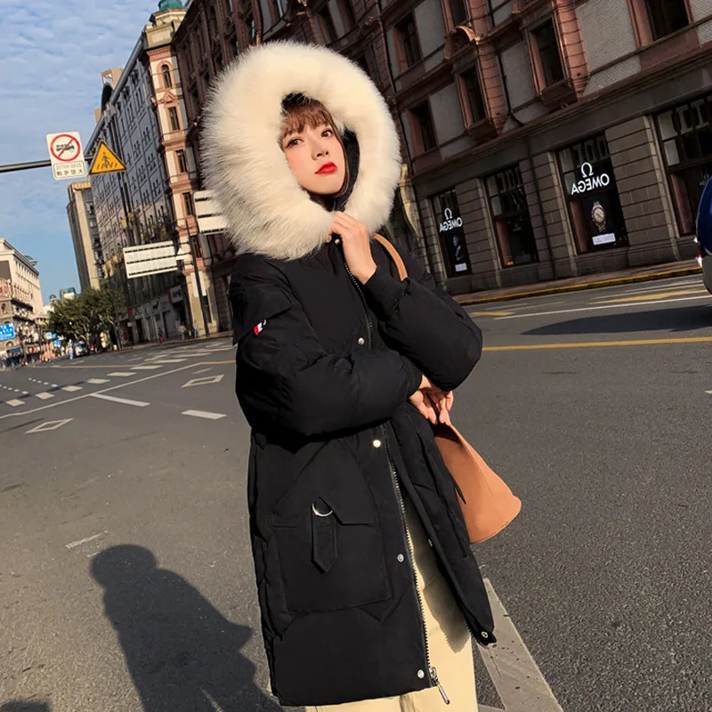 

2019 Winter New Style down Jacket Cotton-padded Clothes Women's Korean-style Mid-length INS Loose-Fit Large Fur Collar Cotton-pa