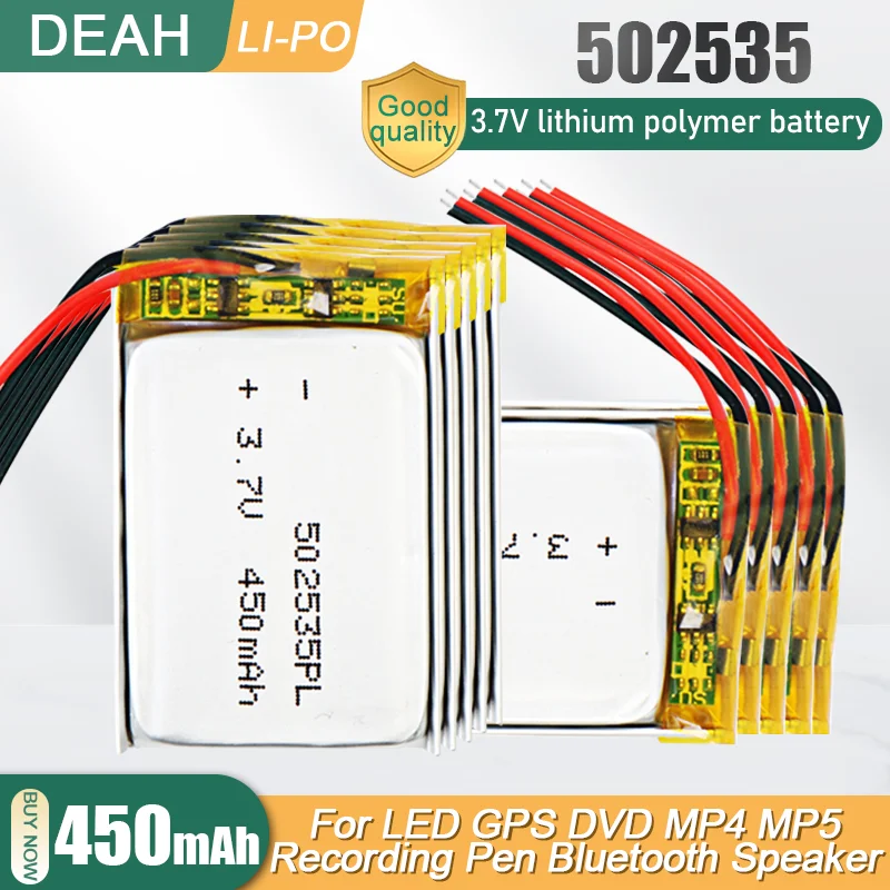 502535 3 7 V 450mAh литиевая полимерная аккумуляторная батарея для MP4 MP5 GPS Bluetooth динамик