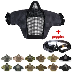 Army Shooting Mask Goggles Impact Resistance Military Airsoft Combat Protection Mask Tactical Paintball Half Face Mask Goggles