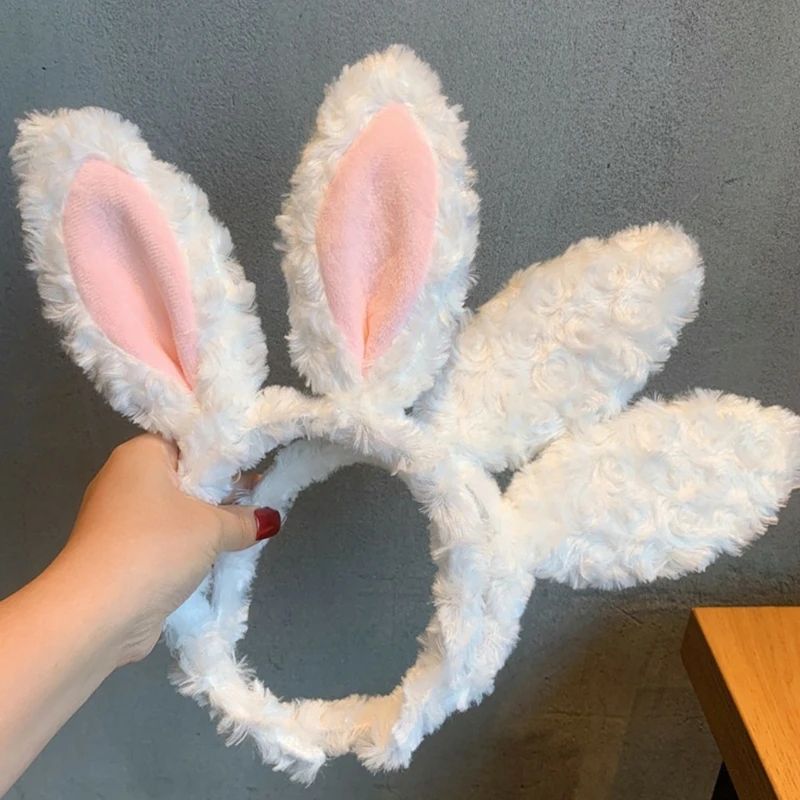 Furry Headband with Bunny Tiger Ears Plush Cartoon Rabbit Hairband Party Performance Theme Costume Hair Accessories