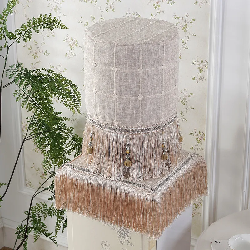 40x28cm classic plaid water dispenser cover set tassel pendant water cooler cover dust proof barrel home decor